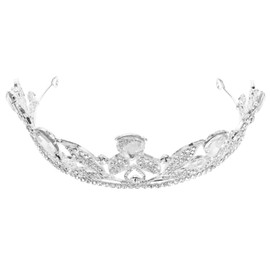 Beavorty High-end Crystal Crown Bridal Tiara Baroque Hair Hoop Silver Alloy Wedding Headpiece