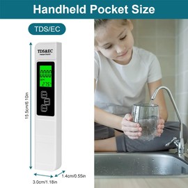 Flintronic TDS/EC Water Quality Test Meter, Temperature Tester with Backlight, PPM Conductivity Meter ±2% Reading Accuracy, Water Quality Tester for Swimming Pool Drinking Water Aquarium Pools