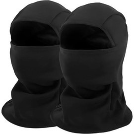 2 Pcs Balaclava Ski Mask for Adult, Full Face Mask Winter Fleece Thermal Cold Weather Outdoors Cover for Men Women - Color: Black+black