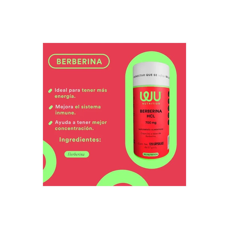 Suplemento Berberina Pura Wu Nutrition 120 Capsulas Sin sabor Para