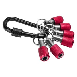 LUEXBOX 1/4 Inch Bit Holder Keychain, Hex Screwdriver Bits Holder Extension Bar, Quick Change Screw Bit Holder for Most Electric, Hand-held Screwdrivers and Drill Bits (B: Red 6pack)