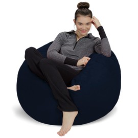 Sofa Sack Bean Bag Chair - Plush, Ultra Soft - Memory Foam Bean Bag Chair with Microsuede Cover - Stuffed Foam Filled Furniture and Accessories for Dorm Room 3 Feet - Dark Blue