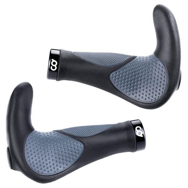 CyclingDeal Mountain Bike Bicycle Handlebar Grips - with Specialized Ergonomic & Anti-Slip Design for MTB & Hybrid Bikes - 1 Pair of Soft Gel Grips with Bar Ends Support