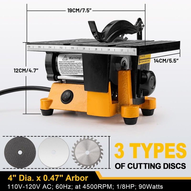 Sbestily Mini Table Saw, Portable Multi-Functional Electric Miter Saw for