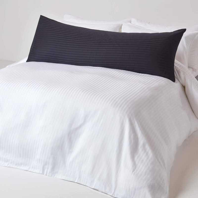 HOMESCAPES Black Pure Egyptian Cotton Body Pillowcase 330 TC 500
