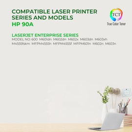 TCT 90A TAA Compliant Toner Cartridge - Premium Compatible Replacement for HP 90A CE390A Black Works with HP Laserjet Enterprise M4555 MFP, 600 M601 M602 M603 Printers