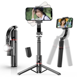 Smartphone Gimbal (Bluetooth Remote Control LED Included) Stabilizer, Single Axis Stabilizer, Selfie Stick, 4 Stage Extendable, Multi-functional, Stable Photography, Smartphone Tripod, Anti-Shake,