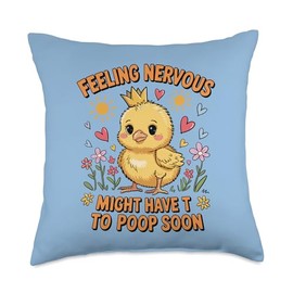Feeling Nervous Might Have to Poop Soon, Funny Toddler Chick Throw Pillow