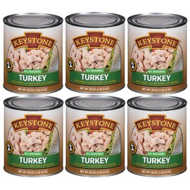 Keystone Meats All Natural Heat and Serve Canned Turkey – 28 oz – Fully Cooked and Ready to Eat Canned Meat – All White Meat – Gluten Free – Kitchen Essential for Everyday Meals, Emergency Survival Food – Shelf Stable for 5 Years – Made in the USA –Pack of 6
