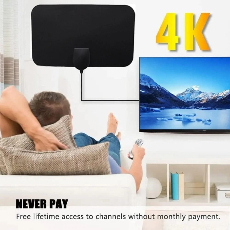 Crystal Clear HD Digital TV Antenna - 360° Reception, Flexible