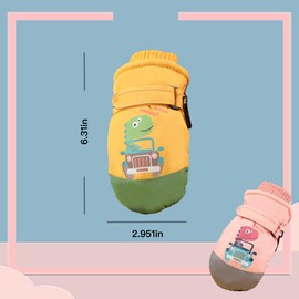 DHSUN Handschuhe Kinder 3 Jahre fäustlinge Kinder Handschuhe 2-3 Jahre wasserdichte Skatinghandschuhe, Kinder Winter Warme Schneehandschuhe, Warme Fleecehandschuhe Jungen Mädchen Rosa Gelb Cartoon