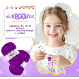 ilauke Crochet Yarn 4 x 50 g/Ball Super Soft 100% Acrylic Yarn for Beginners and Children, Hand Knitting Yarns Baby Fluffy Ball for Crochet and Crafts for Crochet and Crafts (Purple)
