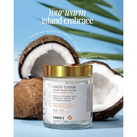 Truly Beauty Coco Cloud Luxury Shave Butter | Softens Hair & Fights Ingrowns | Infused with Coconut Milk, Mango Seed Butter & Argan Oil for Hydrated, Smooth Skin | Coconut & Vanilla Scent (2 Fl Oz)