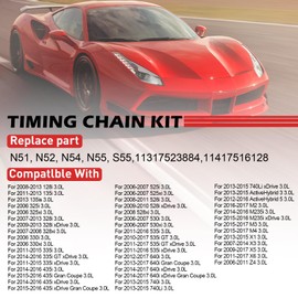 cycwer Timing Chain Kit with Oil Pump Gear 11317523884 Fits for 2006-UP 335i 435i M2 M3 M4 N51 N52 N54 N55 528 530 X3 X4 X5 X6 Z4 3.0L Repalce OE 11317523884 11417516128