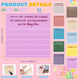 30 Pieces Inspirational Sticky Notes with Lines Sayings, 3 x 3 Inch Mental Health Colors Sticky Notes Appreciation Positive Gifts for Teacher Nurse Coworkers Work Office Supplies(Text #2)
