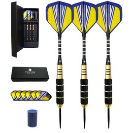 heinsa Darts Metal Tip 20 g Darts Steel Dart Set of 3 with Dart Accessories for Steel Darts, 6 Flights, 3 Rubber Rings, Case the Allrounder for Professionals and Beginners