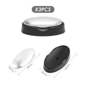 VEHYEGOI 3 Pieces Of Deodorizing Soap Stainless Steel Soap, Stainless Steel Soap Dish, Deodorizing Soap, Metal Soap, Brushed Stainless Steel Soap