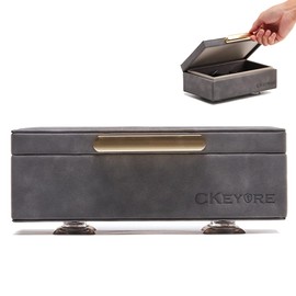 CKEYURE Key Box | Faraday Box for Car Keys | Car Key Signal Blocker Box | RFID Key Box | Key Holder | Key Safe | Signal blocking key box for car security | One Hand Operation (Dark Grey)