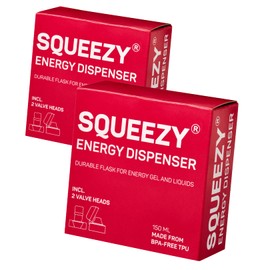 Squeezy Energy Dispenser Soft Flask 150 ml (Duo Pack) - Flexible & Foldable Drinking Bottle for Energy Gels & Liquid Gels | Ideal for Endurance Sports