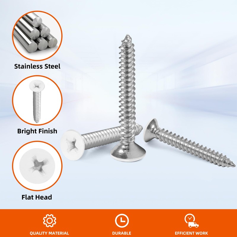 #10 x 3/4" Flat Head Wood Screw, Sheet Metal Screws,