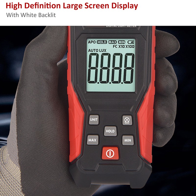 Digital Illuminometer 200000LX High Accuracy Light Meter Automatic Power Off