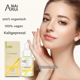 ANAiRUi Turmeric Anti Ageing Skin Care Glow Oil for Face, Neck and Eyes, Anti-Wrinkles, Nourishes, Moisturises, Tightens the Skin, 30 ml