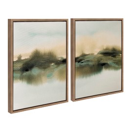 Kate and Laurel Sylvie Tranquil Meadows I and II Framed Canvas Wall Art Set by Amy Lighthall, 2 Piece Set 18x24 Gold, Soft Abstract Watercolor Nature Landscape Art for Wall Home Decor