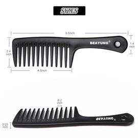 2 peines grandes de dientes anchos, peines de ducha para mujeres, cepillo de pelo rizado, peine desenredante, peinado del cabello, herramienta de pelu