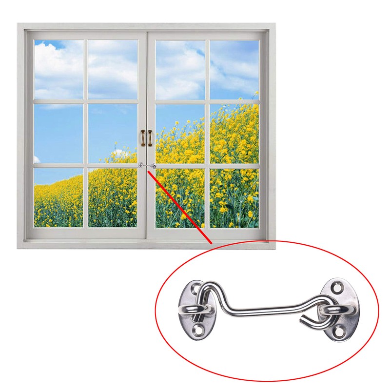 Kare & Kind 4-Inch Hook and Eye Latch, Silver Door