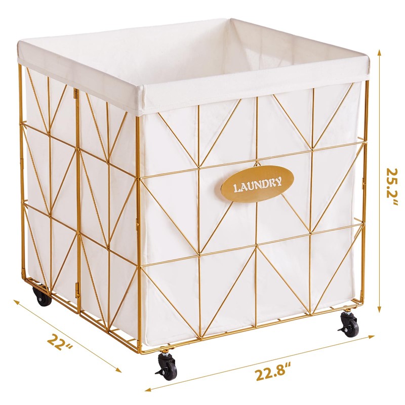 Mxfurhawa Laundry Hamper,Collapsible Laundry Basket Large Capacity Metal Laundry Hamper