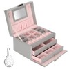 Three Layer Jewelry Storage Box PU Leather Necklace Rings Earrings