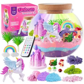 Kit de Contenedor transparente Iluminado Niños,Kits de manualidades DIY para niños y niñas,transparente para Niños con Luz Nocturna Ajustable,manualidades unicornio(Morado - Unicornio)