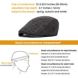 heekpek Berets Flat Cap Hat Duckbill Hat Driving Cap Newsboy Cap Unisex Adjustable Cotton Woolen Cap for Men Women Summer Winter Outdoor British Style Golf Cap (#Dark Grey)