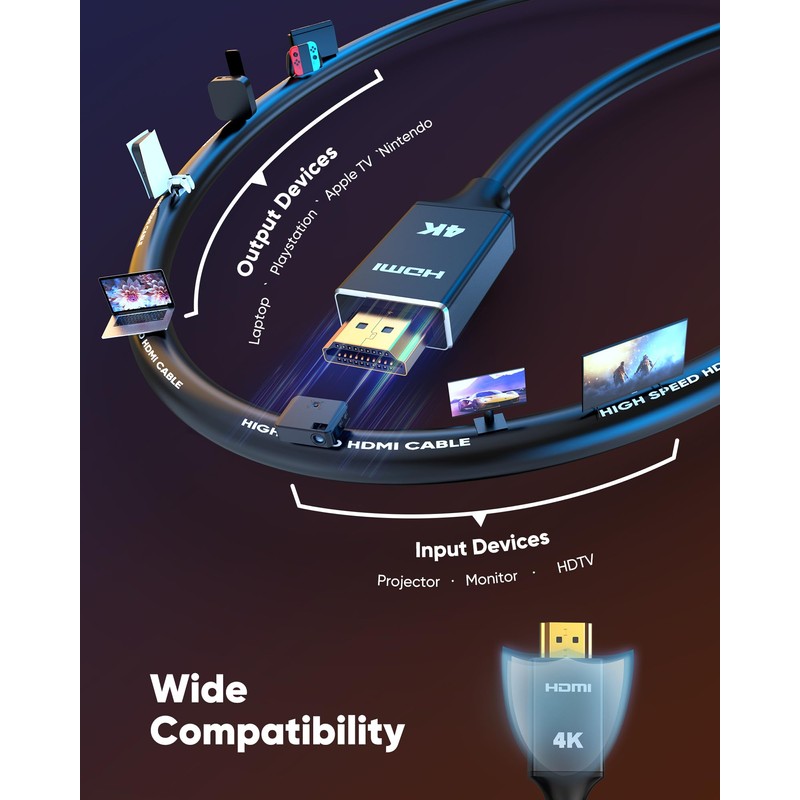 Capshi 4K Long HDMI Cable 30ft/9M, in-Wall CL3 Rated HDMI