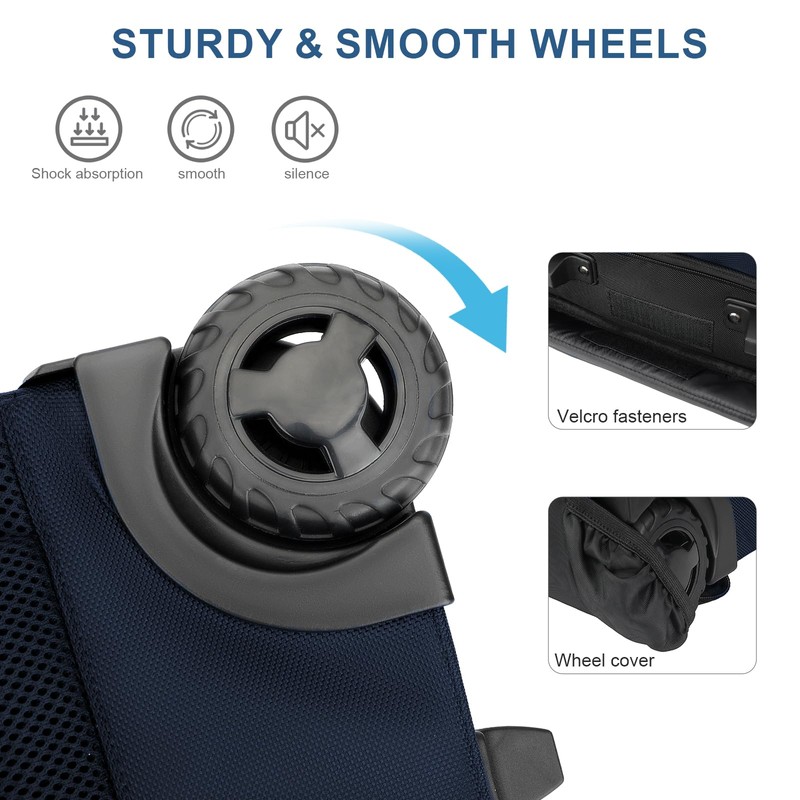 SWICKY RICOOI Backpack with wheels,rolling backpack with 2 Packing Cubes