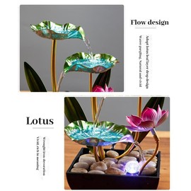 Bocnity Water Fountain Indoor Waterfall Fountain Tabletop Fountain Lotus Desk Fountains mall Water Fountain Indoor Mini Waterfall Waterfall Iron Home Decor for Office Decoration (Blue A)