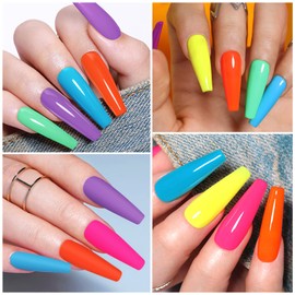 YSUVIN Neon Semi-Permanent Nail Polish, 6 Colors Candy Series Fluo Orange Cyan Blue Purple Semi-Permanent Nail Polish Kit, Soak Off UV/LED Lamp Diy Manicure Nail Art Set, 8ml