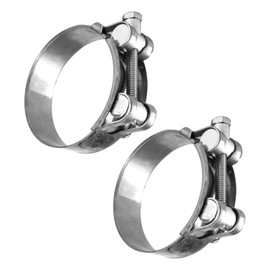 ALI2 2pcs Bolt Clamp Clamps, Motorcycle Exhaust Pipe Clamp, Stainless Steel Clamp Clamp, Tube Clamp Collar, Exhaust Sleeve, Exhaust Clamp (60-63mm)