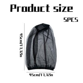 5 PCS Midge Nets For Head, Midge Net, Nylon Mosquito Head Protecting Net, Fine Mesh Mosquito Head Net, Suitable for Outdoor Hiking Camping Fishing Climbing Walking
