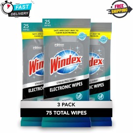 Windex Electronic Cleaning Wipes, Pre-Moistened Screen Wipess for TVs... -3 Pack