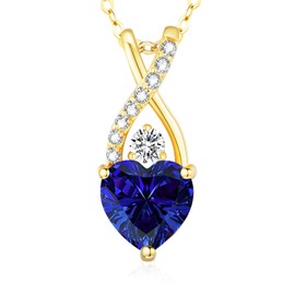 LAVUMO 925 Silver Women's Infinity Heart Necklace with Birthstone Jewellery Gift for Wife Women Mum Girlfriend Birthday Christmas Valentine's Day Hypoallergenic Chains, Sterling Silver, Cubic Zirconia