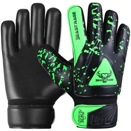BEASTRAGE Goalkeeper Gloves for Kids Boys Youth,Soccer Goalie Gloves Kids with Double Wrist Support,Strong Grip Double Padded Palm Football Glove Boys (Green, 4)