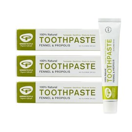 Green People Fennel & Propolis Toothpaste - 100% Natural Non-Mint Toothpaste for Sensitive Gums - Fluoride & SLS Free - Organic & Cruelty Free, 3X 50 ml