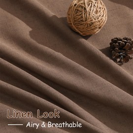 Caramel Brown Linen Cafe Curtains Linen Kitchen Curtain 24 Inch Length 2 Panels Semi Light Filtering Short Tier Drape with Back Tab Rod Pocket for Small Window Cafe Bathroom Over Sink 26Wx24L