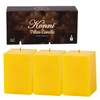 KONNI Square Yellow Pillar Candles Set of 3, 2.8"x 4"