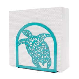Shinlar Beach Coastal Theme Sea Turtle Napkin Holder for Table Kitchen, Metal Napkin Holders Dispenser for Kitchen, Turtle Ocean Decor Ideas, Teal Turtle Napkins Holder Kitchen Accessories and Decor