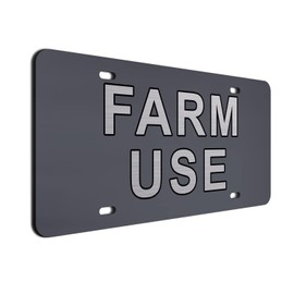 Farm Use Decorative Charcoal License Plate - 6"x12" Brushed Aluminum Novelty Tag for Front Bumper Display