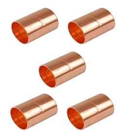 End Feed 22mm Copper Pipe Straight Couplings - Pack of 5