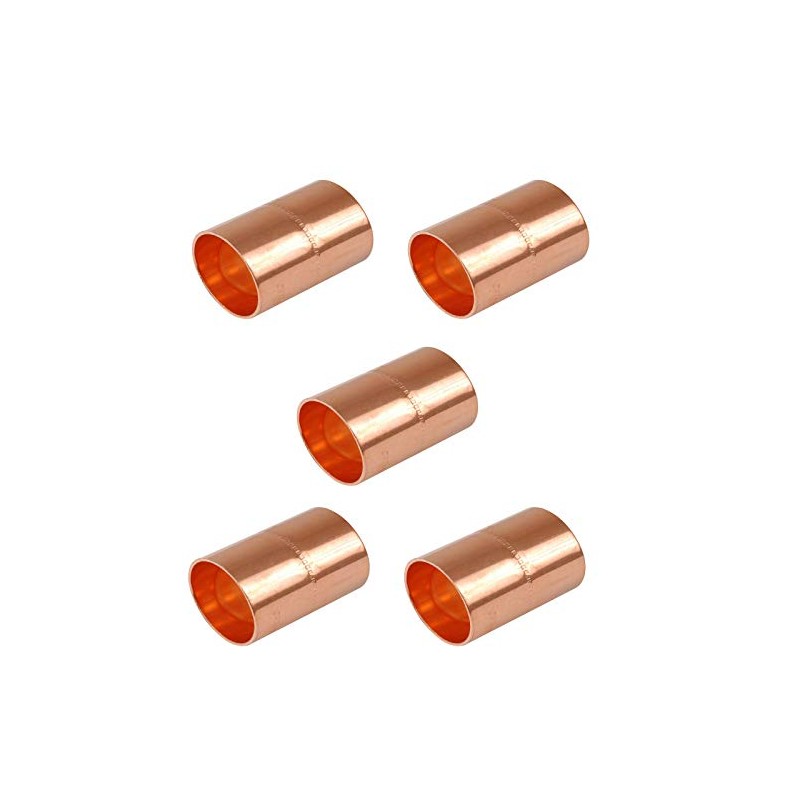 End Feed 22mm Copper Pipe Straight Couplings - Pack of