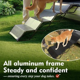 Dog ramp, 5-Step Dog ramps for Large Dogs with Non-Slip Surface, Portable Aluminum Dog Steps Supports up to 250 lbs,17.3" Wide Foldable Dog ramp for car, SUV, and Truck